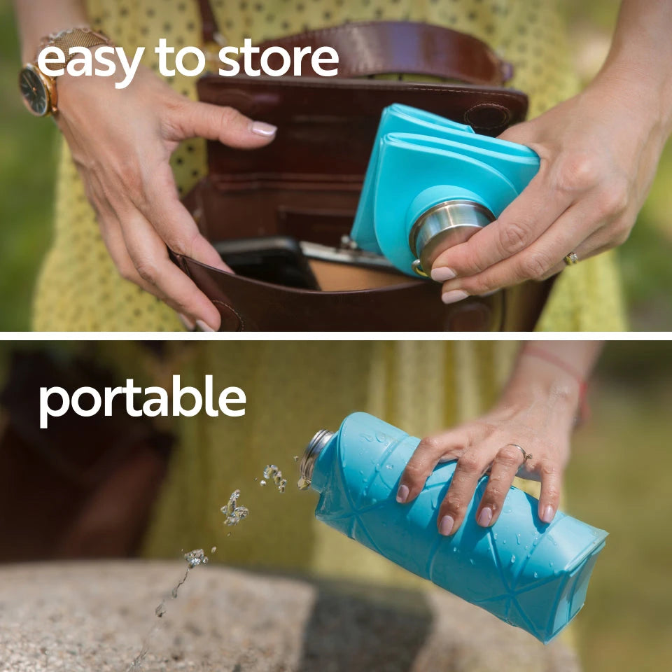 EasyFold™ || Collapsible Travel Water Bottle – Space Saving & Leak Proof
