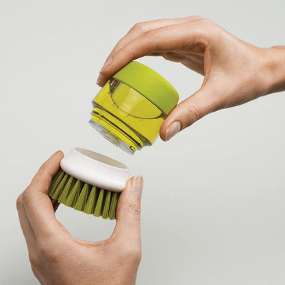 QuickScrub™ ||  Palm Scrub Soap Dispensing Washing-Up Brush with Storage - Green