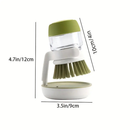 QuickScrub™ ||  Palm Scrub Soap Dispensing Washing-Up Brush with Storage - Green