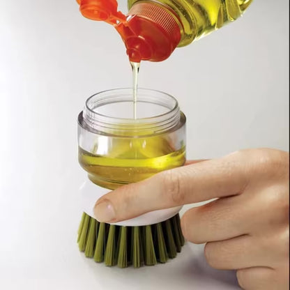 QuickScrub™ ||  Palm Scrub Soap Dispensing Washing-Up Brush with Storage - Green