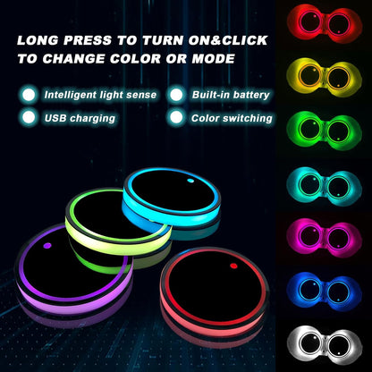 VibeX™ || LED Car Cup Holder - 7 Colors Smart Sensing - 2 Units/Pack