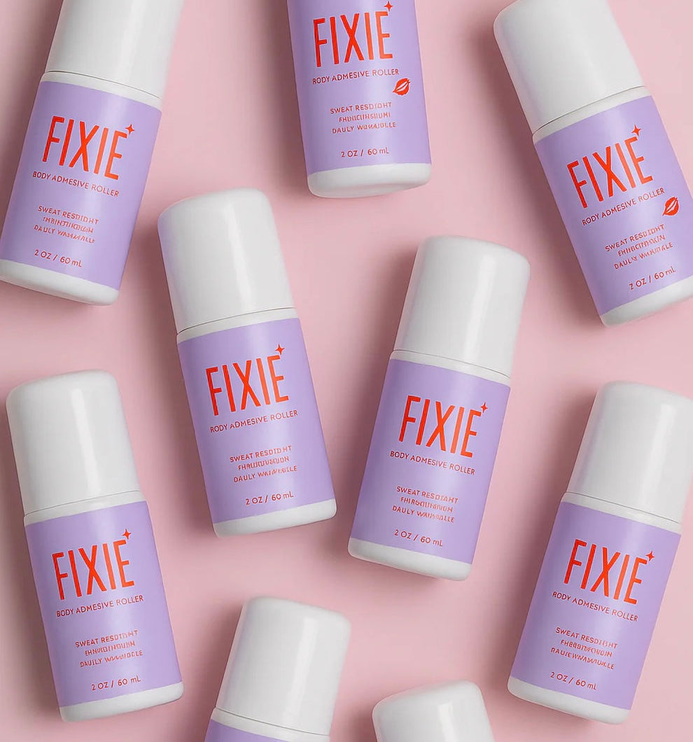 Multiple Fixie body adhesive rollers on a pink background