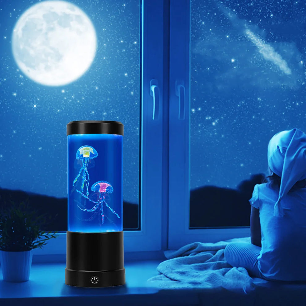 AquaGlo Jellyfish Lamp with realistic jellyfish lighting for home decor.