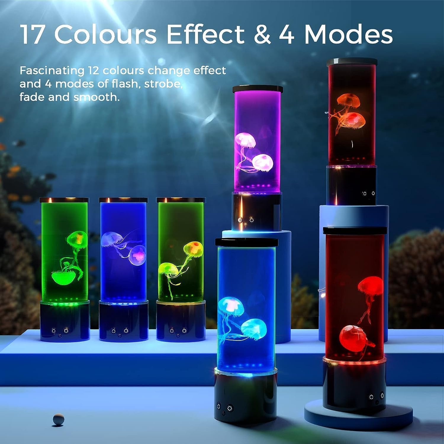 AquaGlo Jellyfish Lamp with realistic jellyfish lighting for home decor.