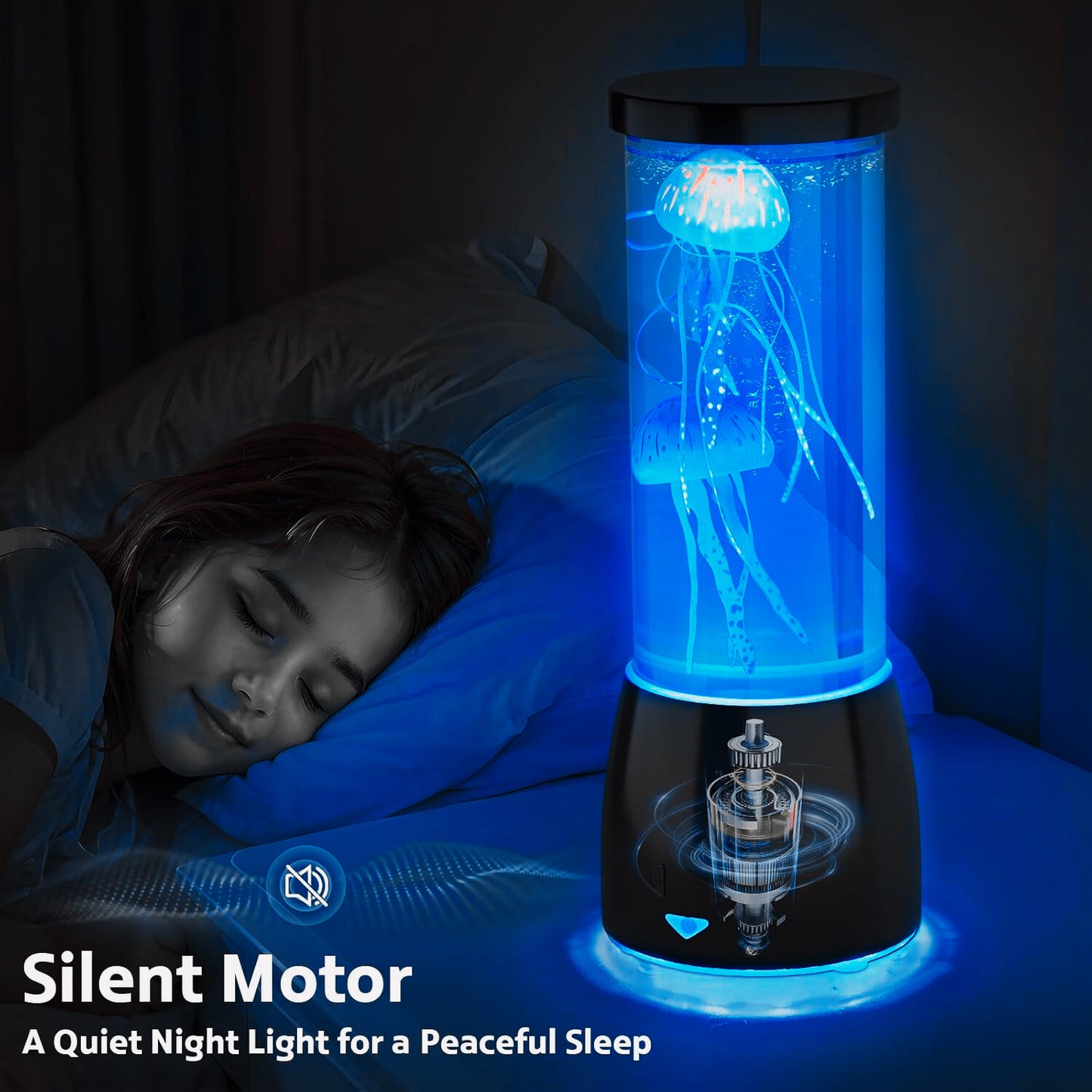 AquaGlo Jellyfish Lamp with realistic jellyfish lighting for home decor.